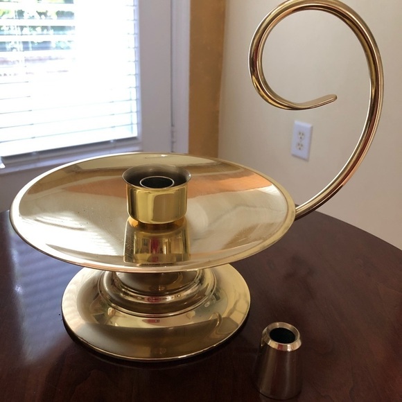 Vintage Baldwin Brass Candle Lantern with Brass Taper Candle Topper - Picture 1 of 2